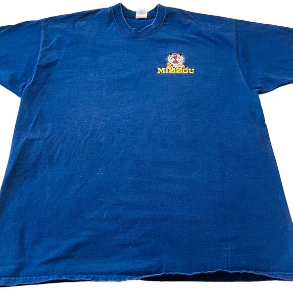 Vintage Mizzou Embroidered XXL Navy T Shirt - Picture 1 of 4